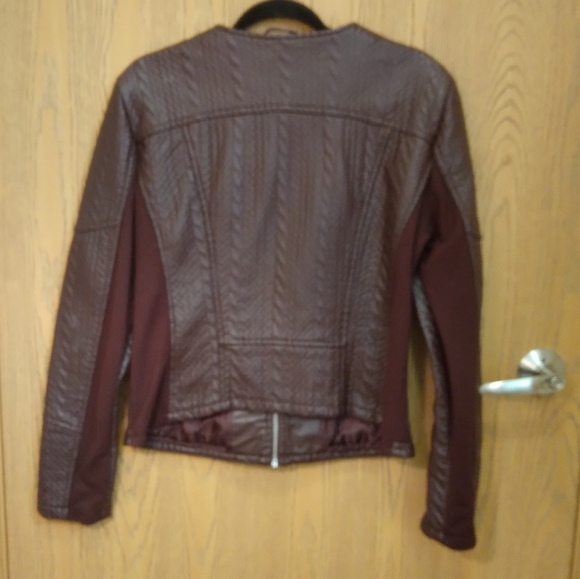 New York & Company Textured Faux Leather Moto Jacket - Rich Brown - Picture 4 of 7